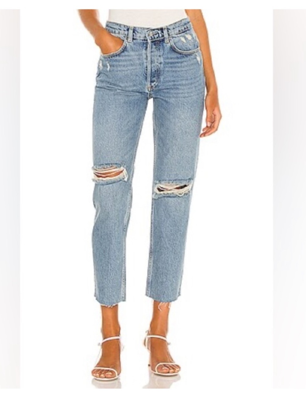 Boyish Tommy High-Rise Distressed Straight Leg Jeans in Size 26